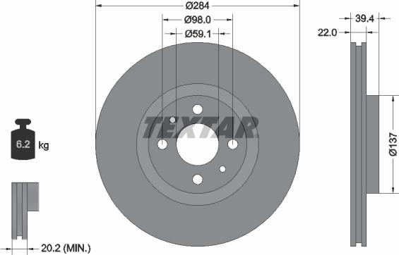 Textar 92055203 - Тормозной диск parts5.com