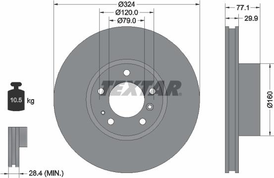 Textar 92058300 - Тормозной диск parts5.com