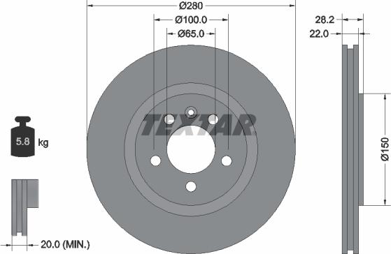 Textar 92057100 - Тормозной диск parts5.com