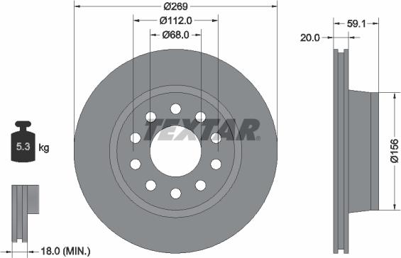 Textar 92068400 - Тормозной диск parts5.com