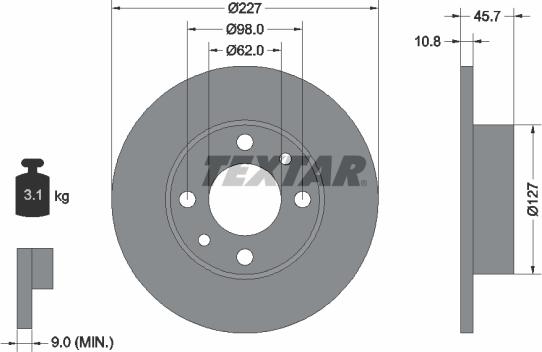 Textar 92019300 - Тормозной диск parts5.com