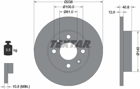 Textar 92036103 - Тормозной диск parts5.com