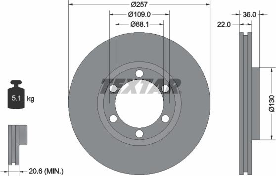 Textar 92075800 - Тормозной диск parts5.com