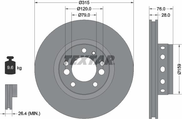 Textar 92070900 - Тормозной диск parts5.com