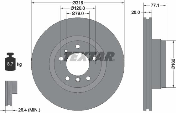 Textar 92071405 - Тормозной диск parts5.com