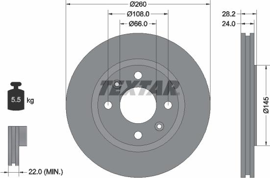 Textar 92078603 - Тормозной диск parts5.com