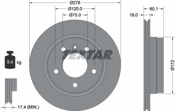 Textar 92072403 - Тормозной диск parts5.com