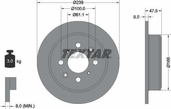 Textar 92077903 - Тормозной диск parts5.com