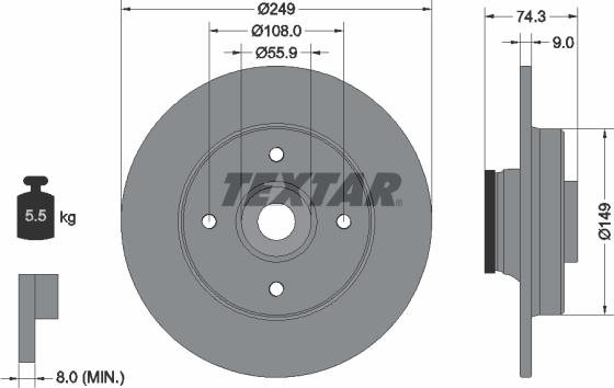 Textar 92194100 - Тормозной диск parts5.com