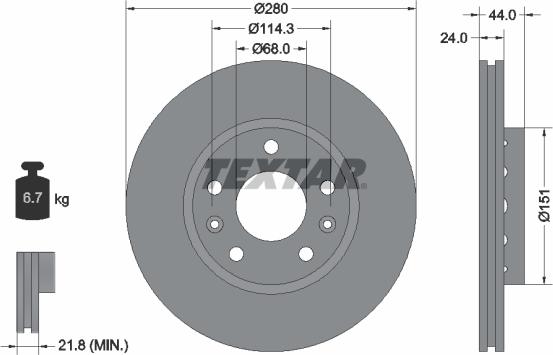 Textar 92195505 - Brake Disc parts5.com