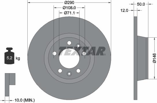 Textar 92195803 - Тормозной диск parts5.com