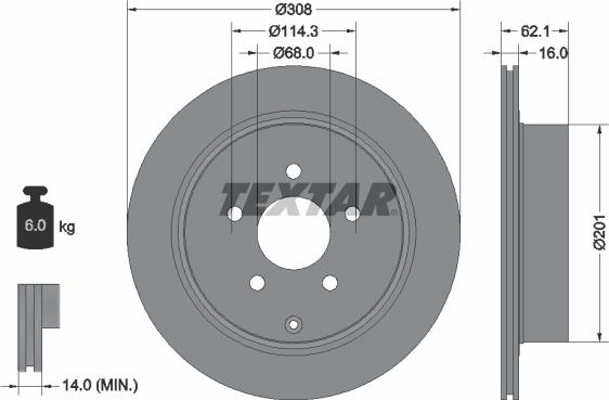 Textar 92149303 - Тормозной диск parts5.com