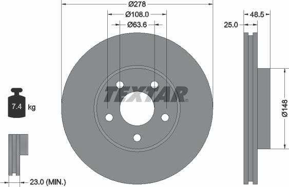 Textar 92141205 - Тормозной диск parts5.com