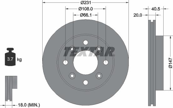 Textar 92158900 - Тормозной диск parts5.com