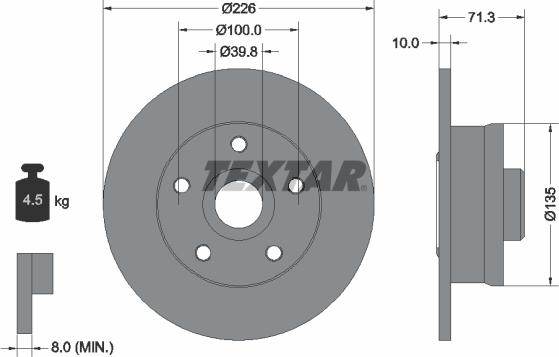 Textar 92153800 - Тормозной диск parts5.com