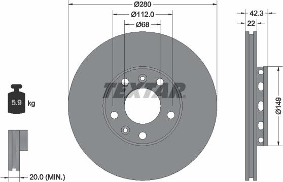 Textar 92152203 - Тормозной диск parts5.com