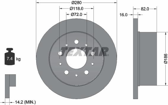 Textar 92157400 - Тормозной диск parts5.com