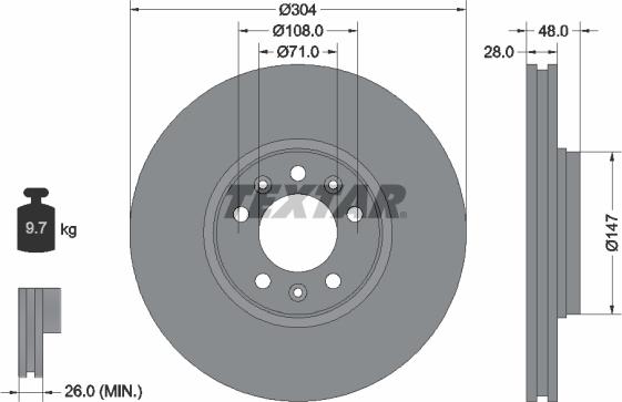 Textar 92157000 - Тормозной диск parts5.com