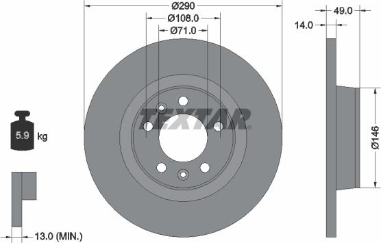 Textar 92157100 - Тормозной диск parts5.com