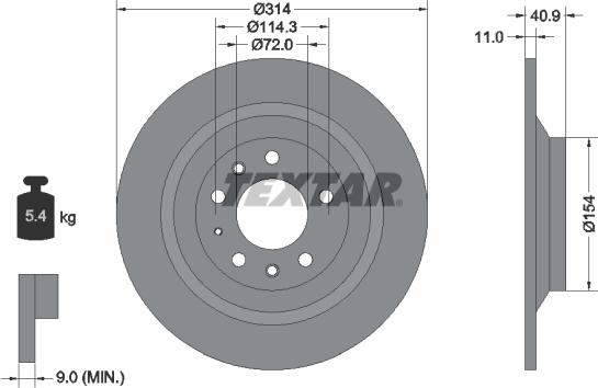 Textar 92166400 - Тормозной диск parts5.com