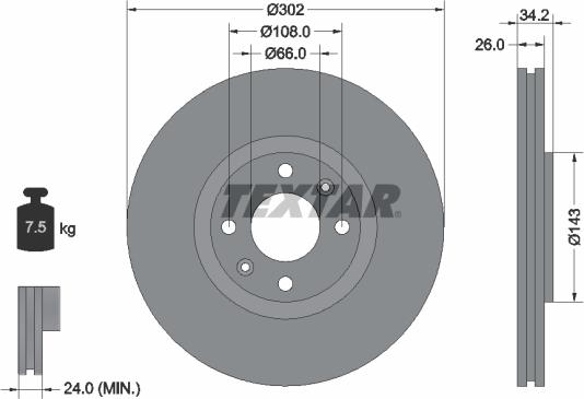 Textar 92168503 - Тормозной диск parts5.com