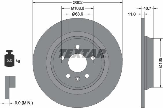 Textar 92162900 - Тормозной диск parts5.com