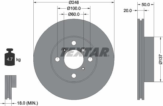 Textar 92104500 - Тормозной диск parts5.com