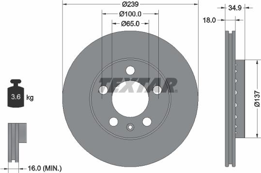 Textar 92106803 - Тормозной диск parts5.com