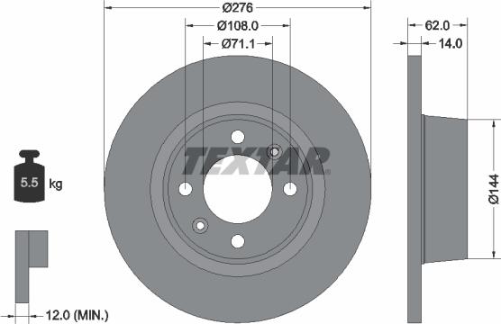 Textar 92107900 - Тормозной диск parts5.com