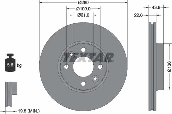 Textar 92119203 - Тормозной диск parts5.com