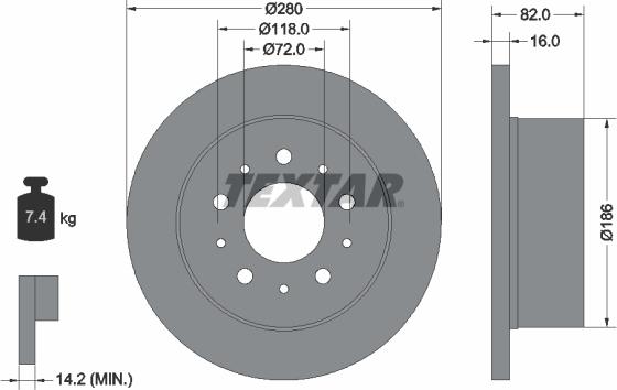 Textar 92116103 - Тормозной диск parts5.com