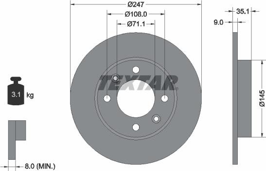 Textar 92111703 - Тормозной диск parts5.com