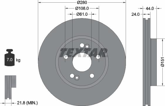 Textar 92113803 - Brake Disc parts5.com