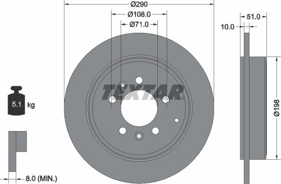 Textar 92112000 - Тормозной диск parts5.com