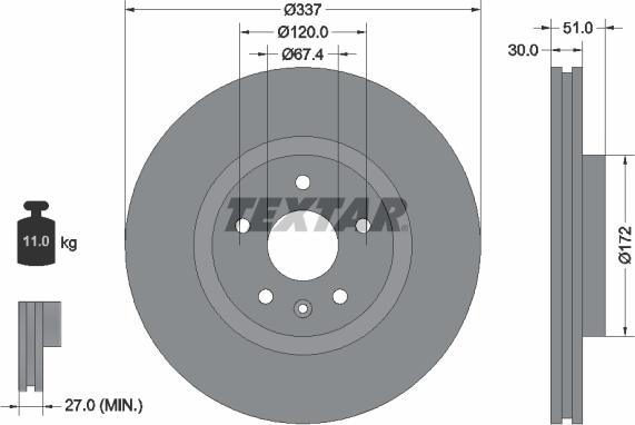 Textar 92187103 - Тормозной диск parts5.com