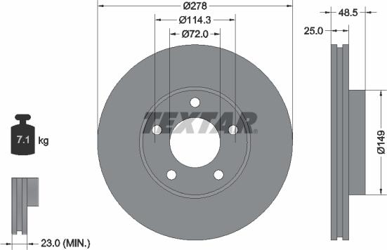 Textar 92130303 - Тормозной диск parts5.com