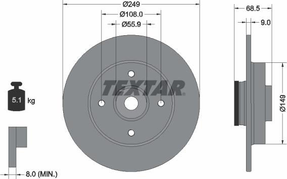 Textar 92133303 - Тормозной диск parts5.com