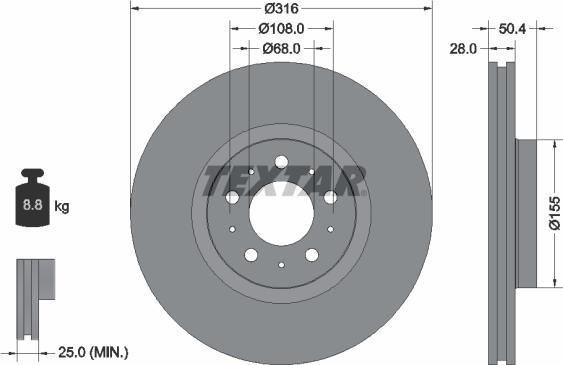 Textar 92126603 - Тормозной диск parts5.com