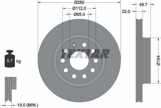 Textar 92120705 - Тормозной диск parts5.com