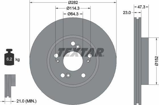 Textar 92128400 - Тормозной диск parts5.com