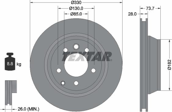 Textar 92122005 - Тормозной диск parts5.com