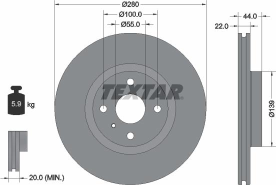 Textar 92304205 - Тормозной диск parts5.com