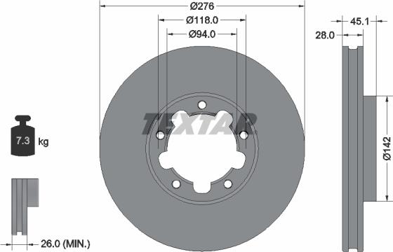 Textar 92324003 - Тормозной диск parts5.com