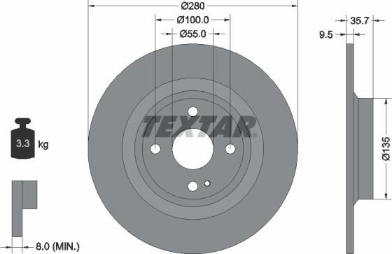 Textar 92320003 - Тормозной диск parts5.com