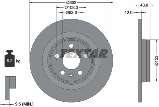 Textar 92295105 - Тормозной диск parts5.com