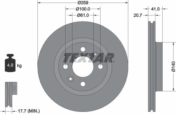 Textar 92292103 - Тормозной диск parts5.com