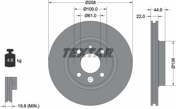 Textar 92255203 - Тормозной диск parts5.com