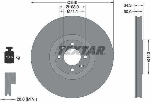 Textar 92256903 - Тормозной диск parts5.com