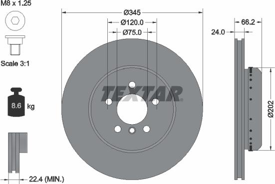 Textar 92265625 - Тормозной диск parts5.com