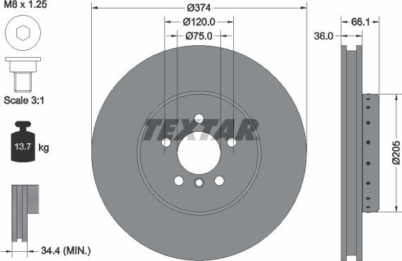 Textar 92266025 - Тормозной диск parts5.com